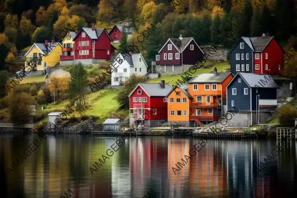 Fjord&#8217;s Chromatic Charm: Vibrant Houses Paint a Picturesque Scene