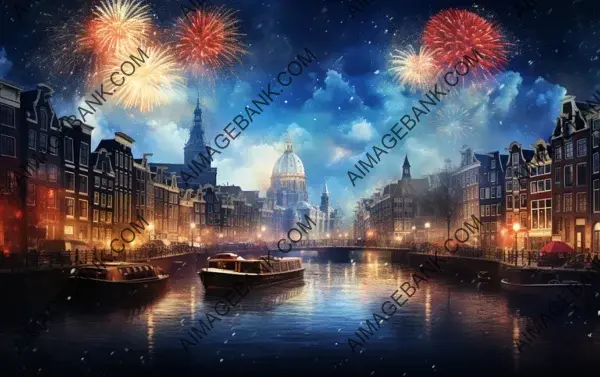 Amsterdam&#8217;s Canals Illuminated by New Year Fireworks