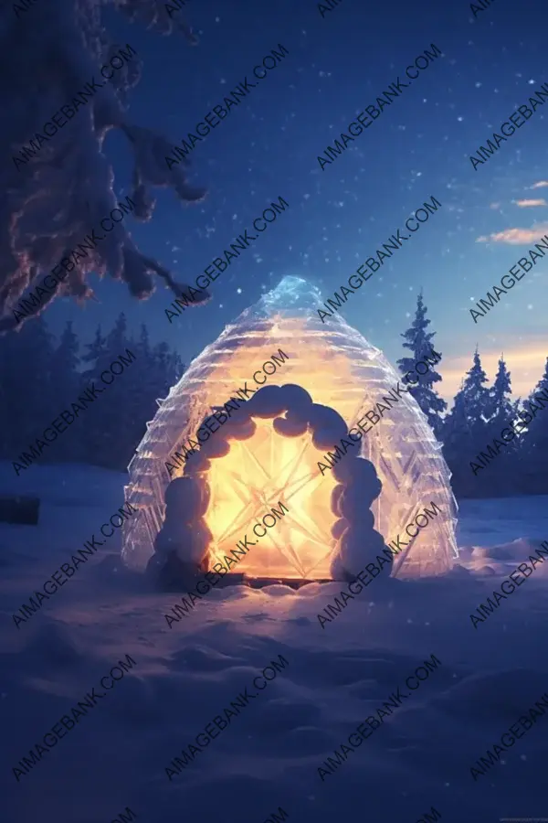 Transparent Igloo with Open Ice and Frozen Window