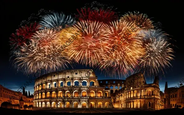 Rome&#8217;s Colosseum Illuminated by Spectacular Fireworks