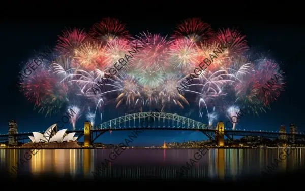 Sydney Harbour Bridge Lit Up by Spectacular Fireworks