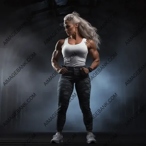 Empowering Image: Full-Body Shot of a Woman Bodybuilder