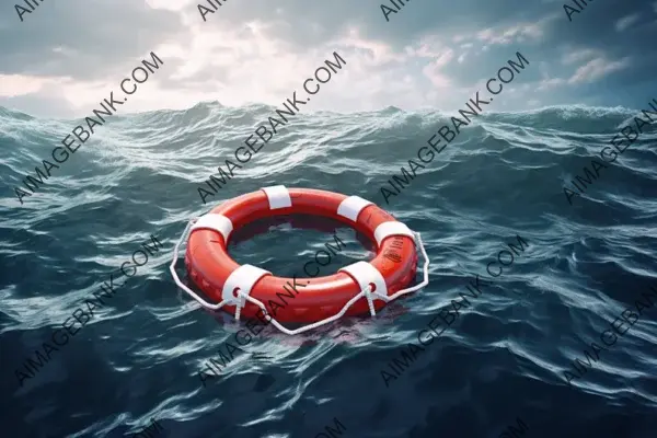 Life Ring Floating in Ocean Style: A Depiction of Safety