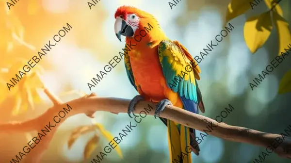 Colorful Parrot Display: Perched Elegance on a Branch