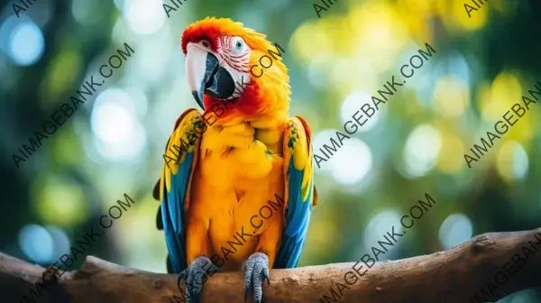 Perched Parrot Beauty: A Colorful Showcase on Branch