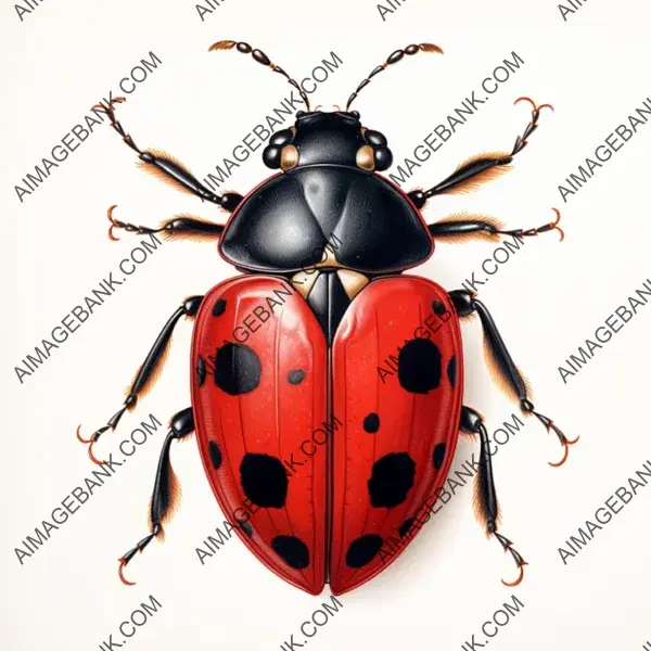 Rendered Detailed Lifelike Drawings of Red Ladybug