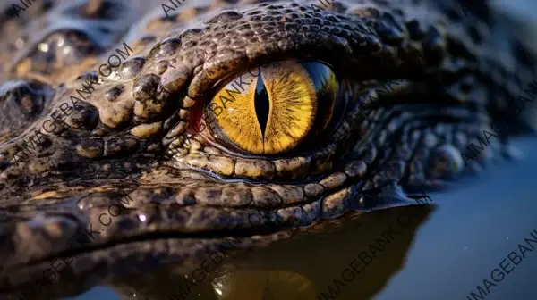 Alligator&#8217;s Eye Above Water: A Closeup Shot