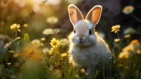 Closeup Shot of a Cute Bunny in the Field