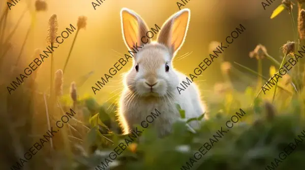 Cute Bunny Up Close in the Field