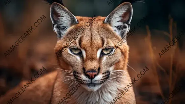 Front Portrait Close Up of a Caracal at Rest