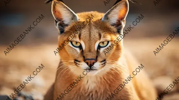 Stunning Front Portrait Close Up of a Resting Caracal
