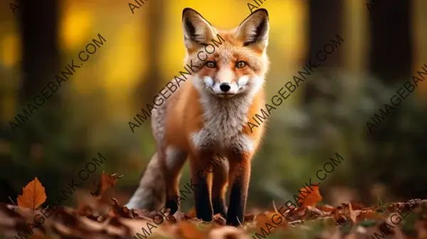 European Red Fox in a Forest: A Well-Lit Shot