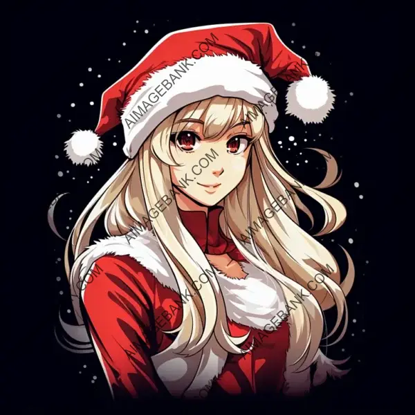 Festive Anime Girl in Santa&#8217;s Outfit Shirt