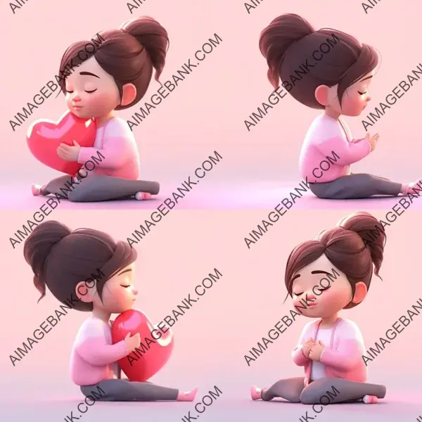 Little Girl Kissing a Heart-Shaped Balloon