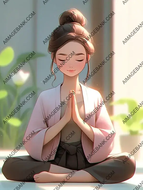Girl Performing Yoga and Meditating
