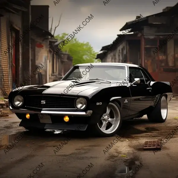 Classic Muscle Car: Realistic Photo of a 1969 Camaro in Black