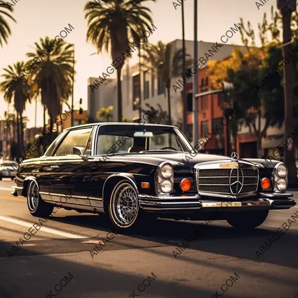 Black Car with Chrome Wheels and Powerful Engine