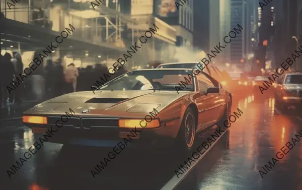 BMW i8 1972: Nostalgic 70s Vibes in Rainy City on Polaroid Film