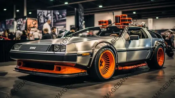 Delorean Time Machine: SEMA Winner with Orange Black Carbon