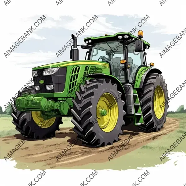 Farm Life Cartoon: John Deere 8R Tractor Clipart