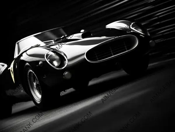 Vintage Art Photography: 1969 Black &#038; White Ferrari