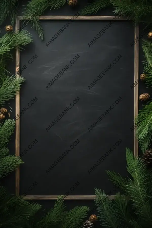 Chalkboard with Spruce Trees and Pine Branches