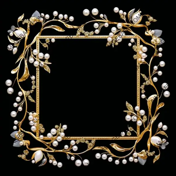 Delicate Golden Square Frame with Rhinestones