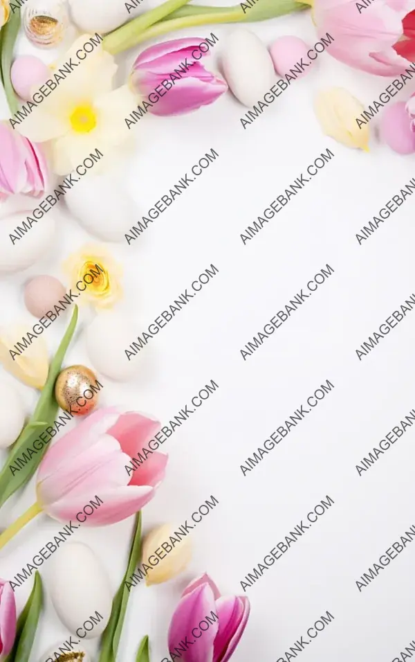 Easter Floral Soft White Background Featuring Various Egg Styles