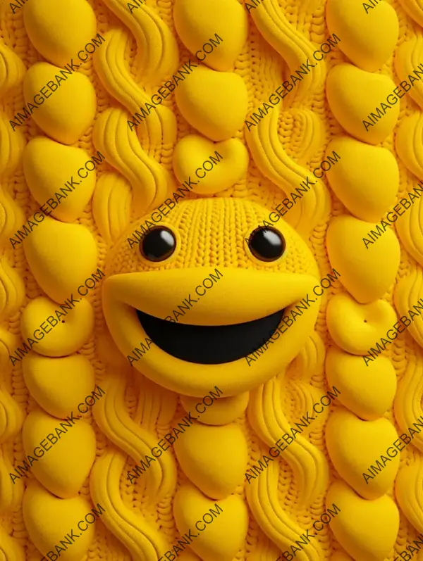 3D Cable Knit Seamless Pattern with Smiley Emojis