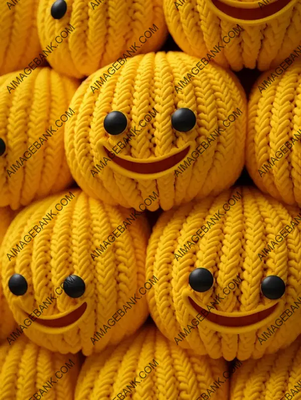 Seamless 3D Cable Knit Pattern with Smiley Emojis