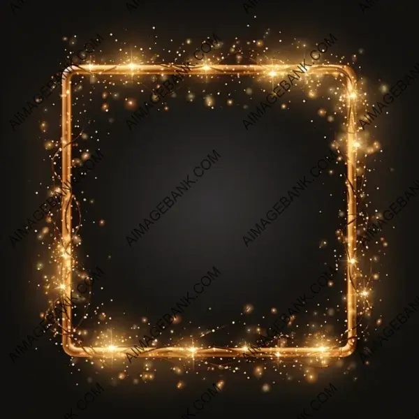 Square Christmas Frame in Delicate Golden Style