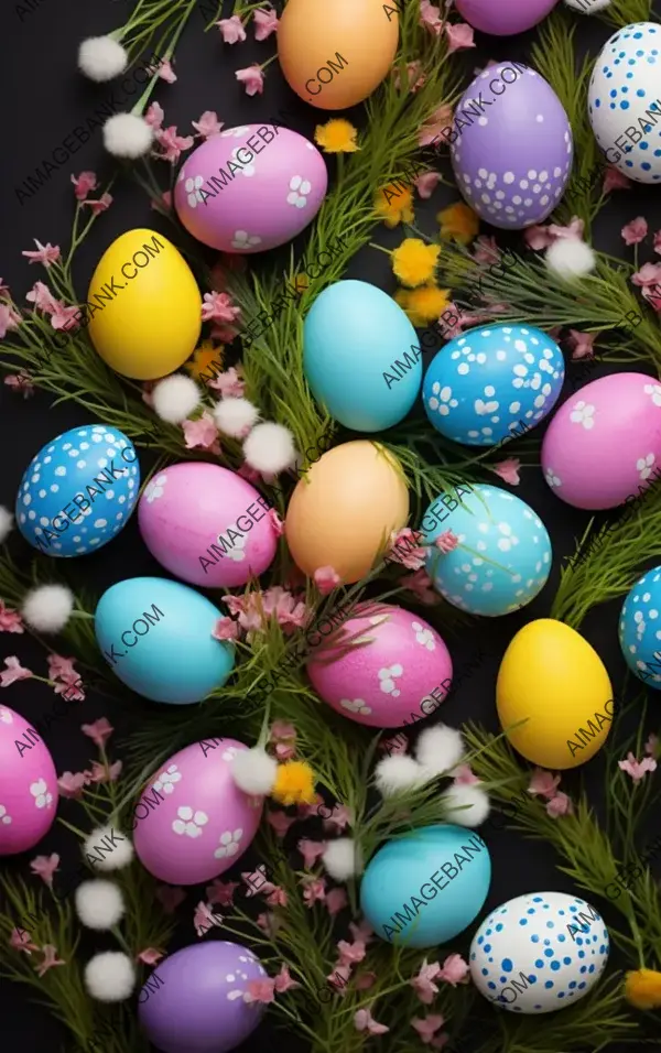 Top View of Easter Decorations with Space for Text