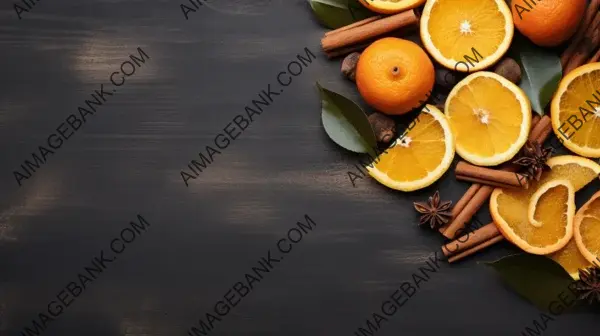 Dried Citrus and Autumn Leaves in Top View