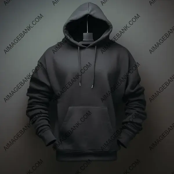 Empty Black Hoodie Front Mockup: No Graphics