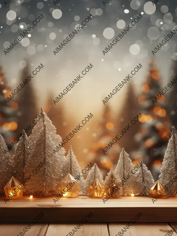 Holiday Lights on Wooden Base: Christmas Background