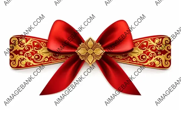 Elegance Defined: Crimson Ribbon with Golden Elaborations