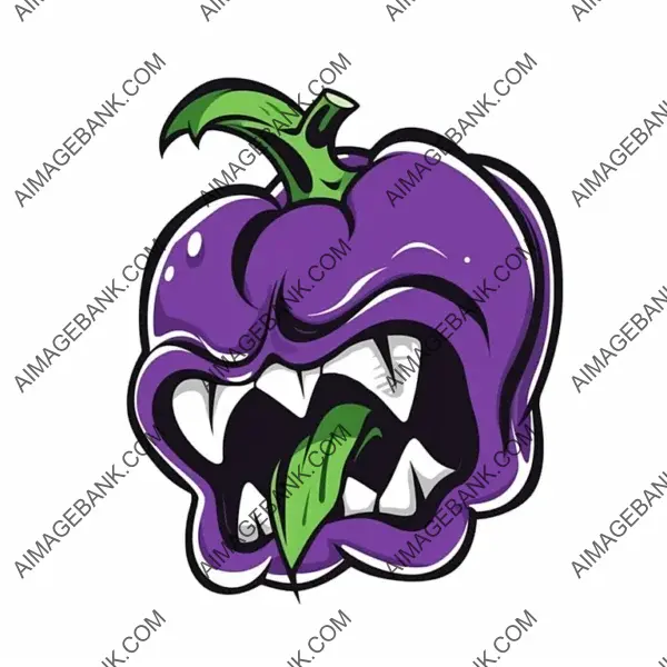 Fierce Zombie Eggplant &#8211; 2D Vector Art