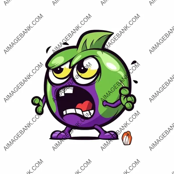 Aggressive Zombie Eggplant &#8211; Vector Drawing