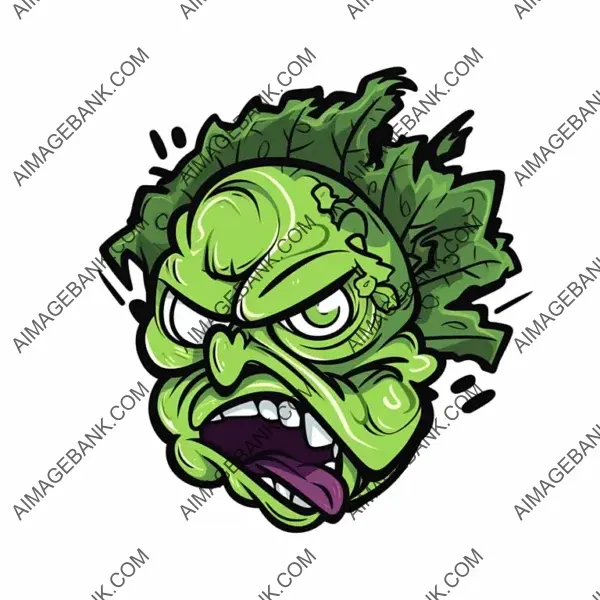 Fierce Zombie Lettuce &#8211; Vector Art