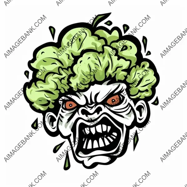 Aggressive Zombie Lettuce &#8211; Vector Drawing