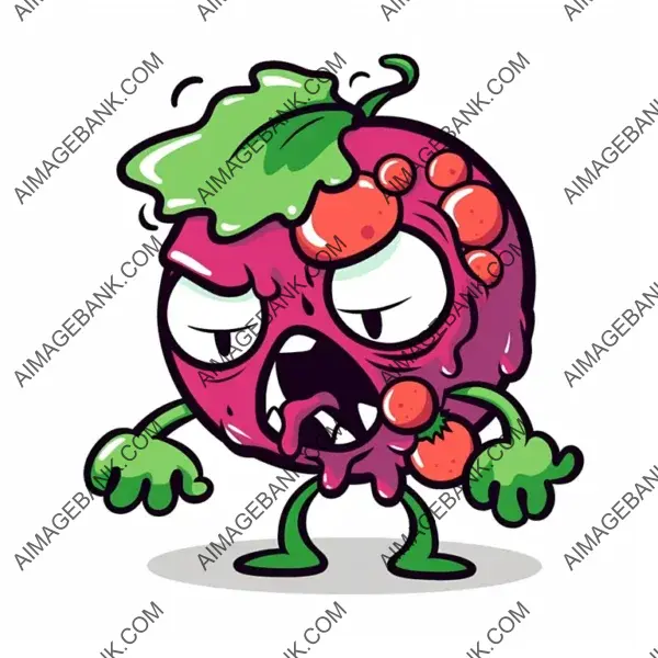 Angry Zombie Raspberry &#8211; 2D Illustration