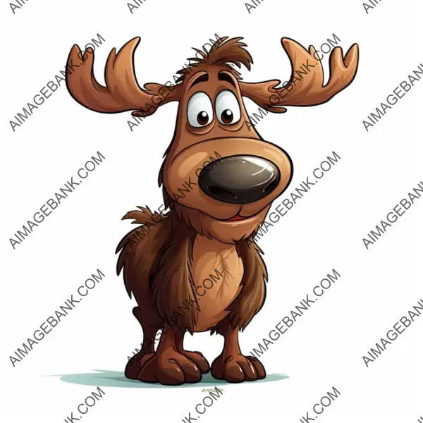 Cartoon Moose Isolated on White &#8211; Large Animal Illustration