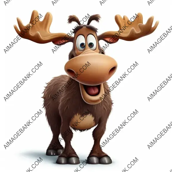 Playful Cartoon Moose &#8211; White Background