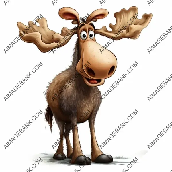 Cute Moose Cartoon &#8211; Simplified Animal Art