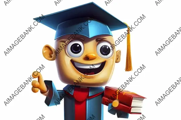 Cartoon Robot Graduating &#8211; Isolated Graduation Illustration