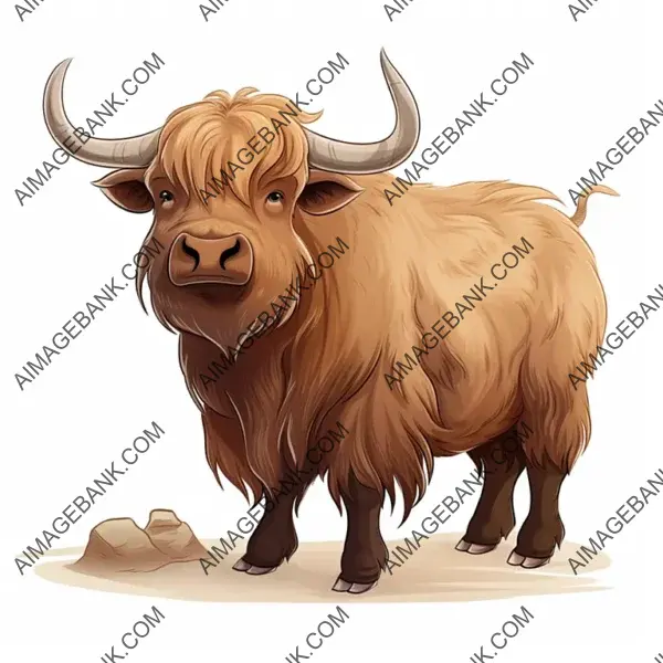 Playful Yak Cartoon &#8211; Simplified Animal Art