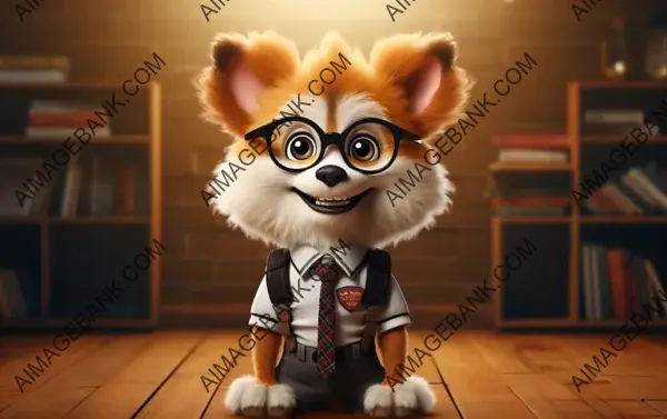 Cute Funny Dog in School Kid and Teacher Style &#8211; Cartoon Character