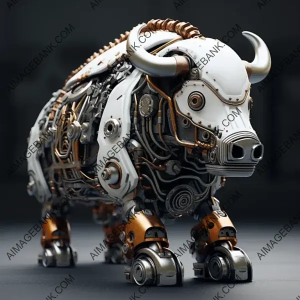 Cute Little Mechanical Bison Image &#8211; Stylish Cartoon Art