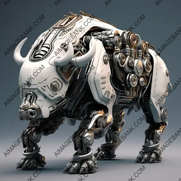 Playful Little Mechanical Bison Cartoon &#8211; Artwork