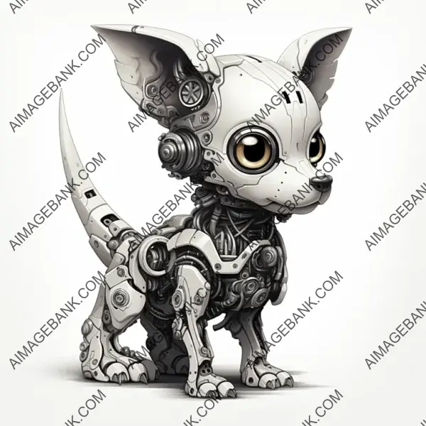 Cute Little Mechanical Chimera Image &#8211; Stylish Cartoon Art